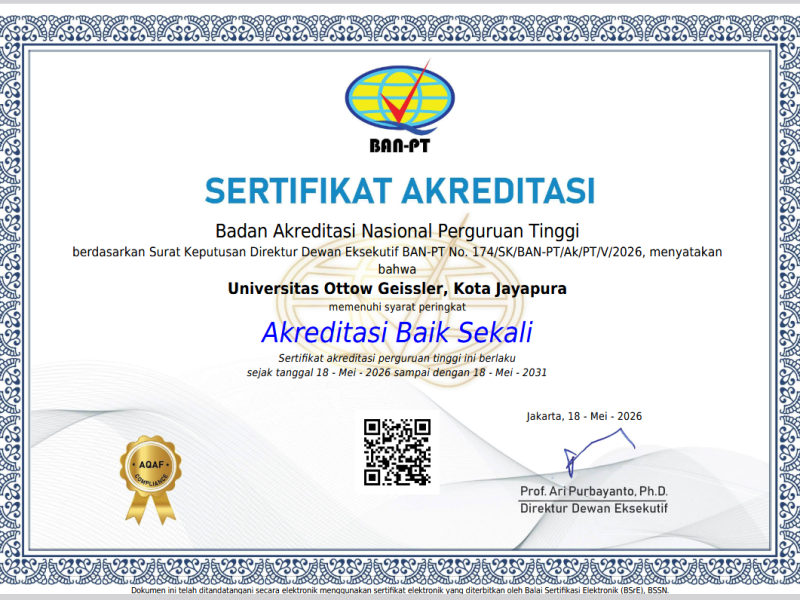 Universitas Ottow Geissler Memperoleh Hasil Akreditas Baik Sekali